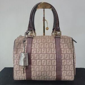 FENDI Zucchino Studded Boston bag small